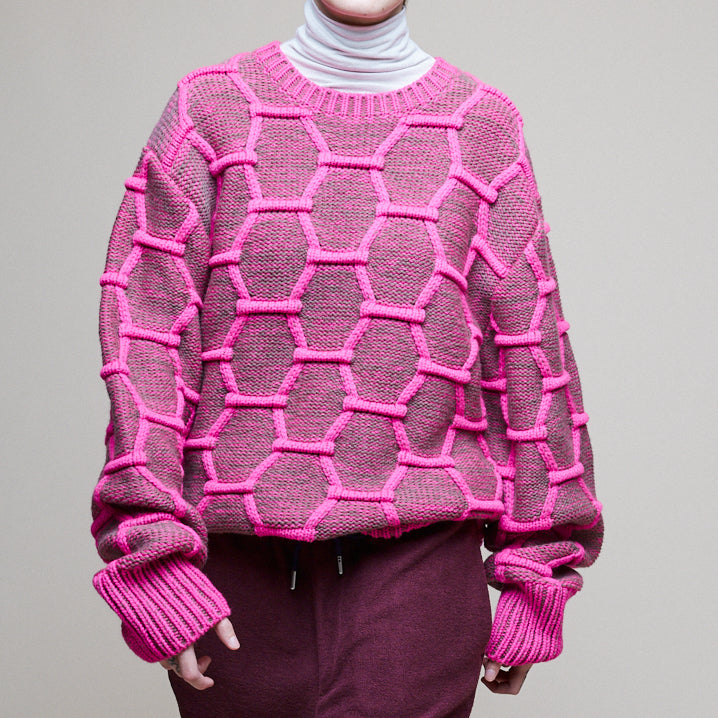 Cozy Wool Crewneck - Pink/Brown