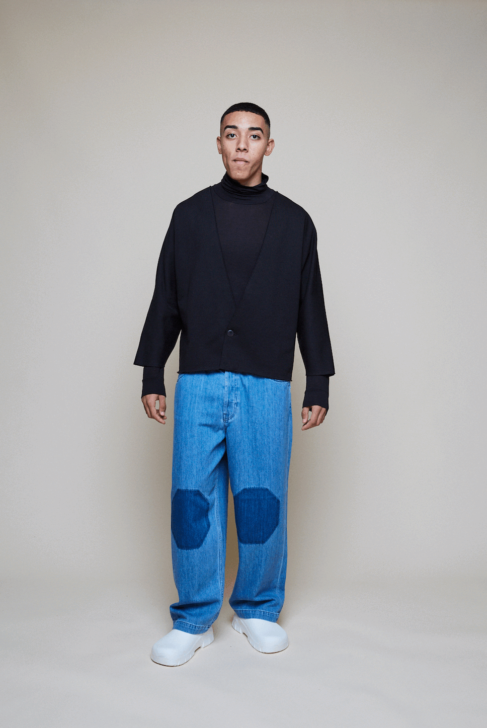 Cropped Sweat Jacket - Black